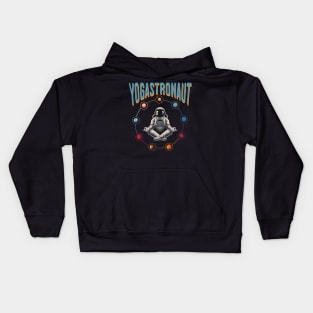 Yogastronaut meditating among the planets Kids Hoodie